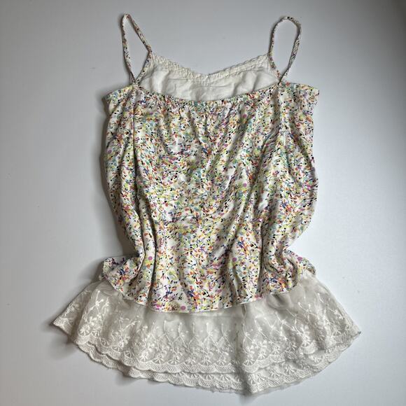 Lace Butterfly Button Floral Camisole Confetti Floral Fairycore Cottage S - Picture 3 of 10